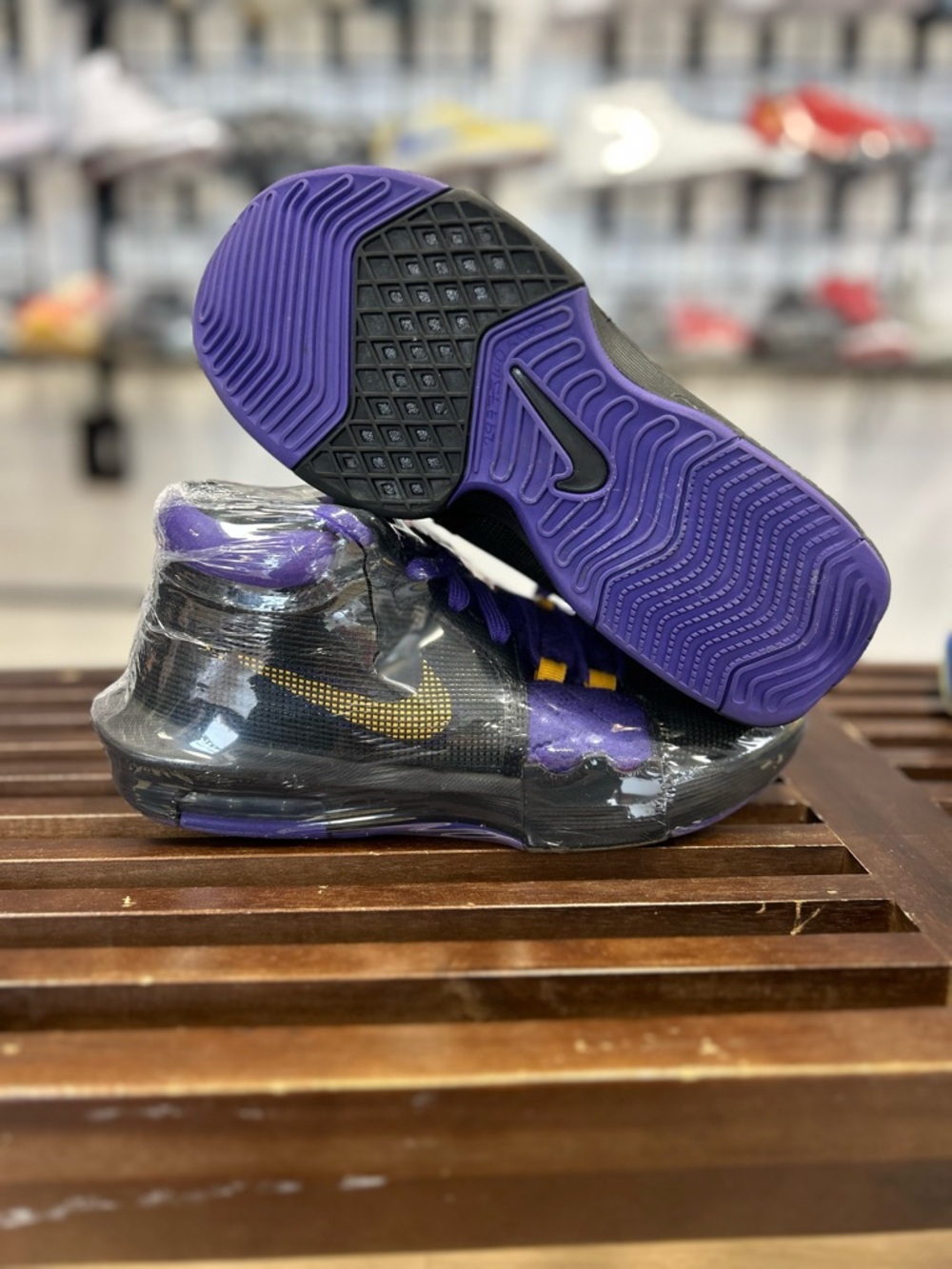 Nike Kids Basketball Sneakers in Black, Purple & Gold